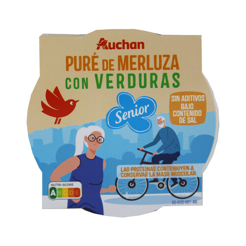 Puré de merluza con verduras gama Senior PRODUCTO ALCAMPO 220 gr.