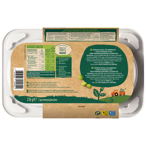 GARDEN GOURMET Preparado vegetal tipo hamburguesa a base de proteínas de soja GARDEN GOURMET 2 x 113 g.