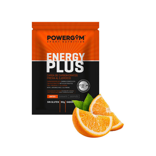 POWERGYM Energy plus Carbohidratos con electrolitos sabor naranja 90 g.