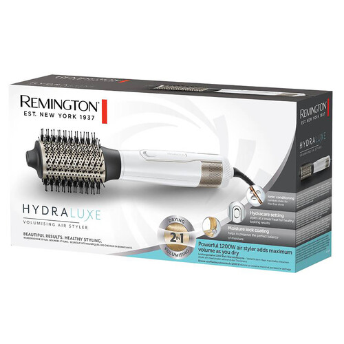 Cepillo moldeador de aire REMINGTON Hydraluxe AS8901, 1200W, cerámico, tecnología Hydracare, 3 temperaturas, 2 velocidades.