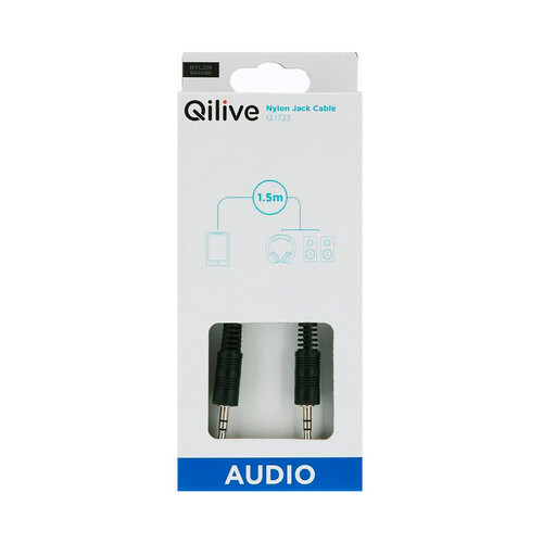 Cable de audio QILIVE de JACK 3,5mm, de color negro, 1m.