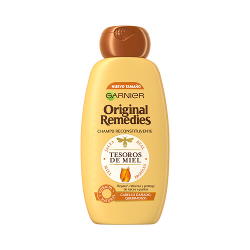 ORIGINAL REMEDIES Champú reconstituyente para cabello dañado y quebradizo ORIGINAL REMEDIES Tesoros de miel de Garnier 300 ml.