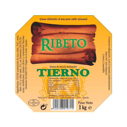 RIBETO Queso tierno 1 kg.