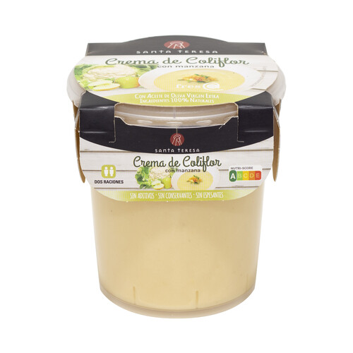 SANTA TERESA Crema de coliflor con manzana, elaborada sin conservantes, ni aditivos ni espesantes SANTA TERESA 400 ml.