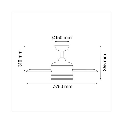 Ventilador de techo SULION Rosi, motor DC, diámetro 75cm, mando a distancia.