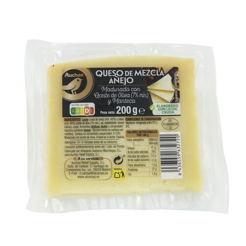 ALCAMPO GOURMET Queso mezcla añejo ALCAMPO GOURMET 200 g.