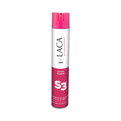 S3 Laca extrafuerte antiencrespamiento, para todo tipo de cabellos S3 400 ml.