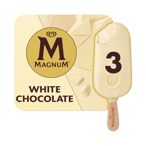 MAGNUM de Frigo Bombón helado de vainilla recubierto de crujiente chocolate blanco 3 x 100 ml.