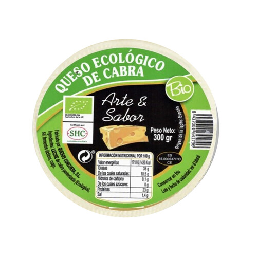 Queso de cabra tierno ecológico ARTE & SABOR 300 g.