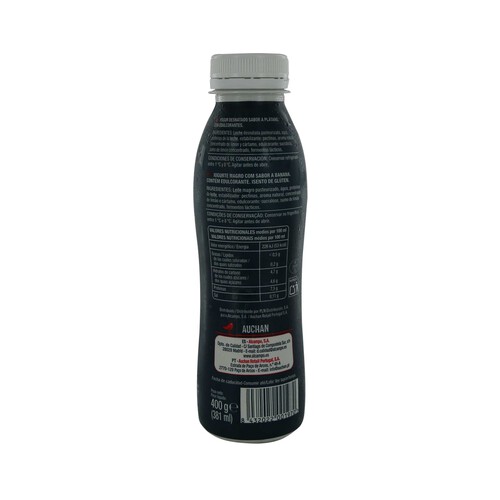 AUCHAN Protein + Yogur líquido para beber con sabor a plátano y alto contenido en proteina 381 ml. Producto Alcampo