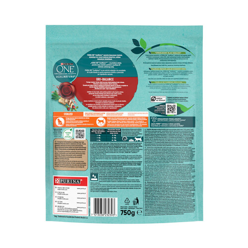 PURINA One dual nature Alimento para gatos esterilizados que ayuda a mantener el tracto urinario saludable 750 g.