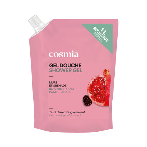 COSMIA Recarga de gel para baño o ducha con perfume a mora y granada 1 l.