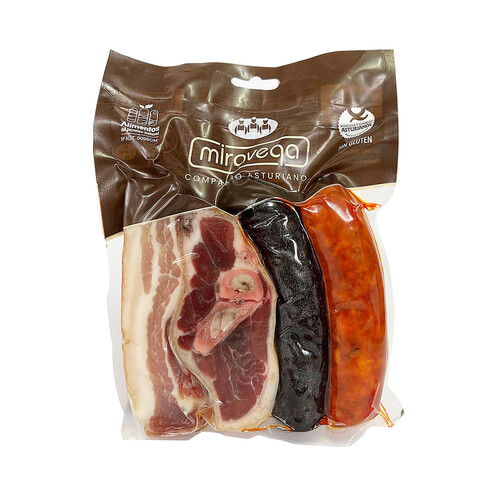 MIRAVEGA Compango asturiano sin gluten, compuesto por chorizo, morcilla y lacon 350 g.