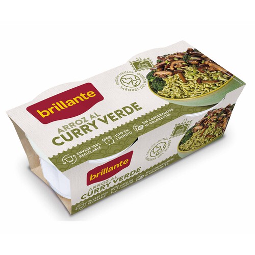 BRILLANTE Vasitos de arroz al curry verde BRILLANTE 2 X 125 gr.