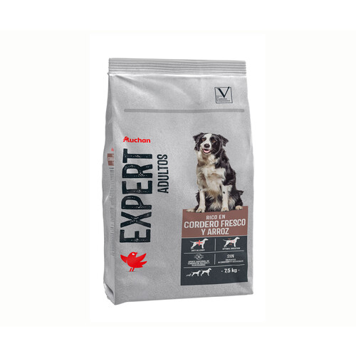 PRODUCTO ALCAMPO Pienso premium para perro a base de cordero y arroz AUCHAN EXPERT saco de 7,5 kg.