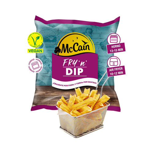 McCAIN Patatas con corte curvado, prefritas y ultracongeladas McCAIN Fry 'n'n dip 500 g.