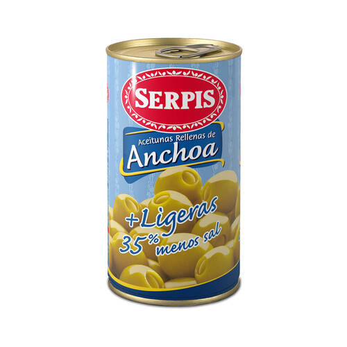 SERPIS Aceitunas verdes rellenas de anchoa más ligeras SERPIS 150 g.