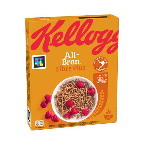 KELLOGG'S All bran plus  Cereales de fibra de salvado de trigo 375 g.