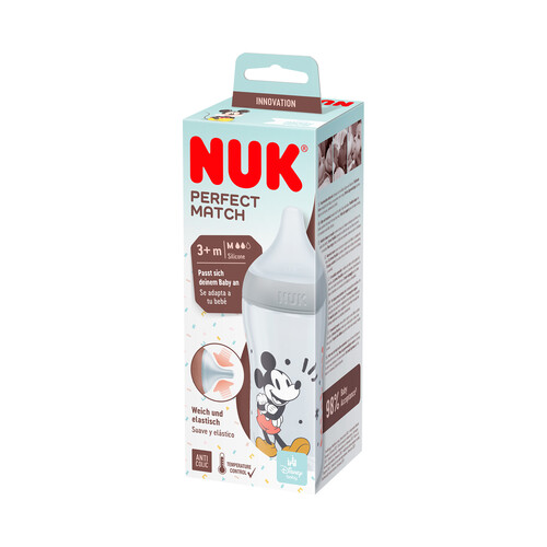 NUK Perfect match Biberón de 260 ml silicona flujo M, a partir de 3 meses. 