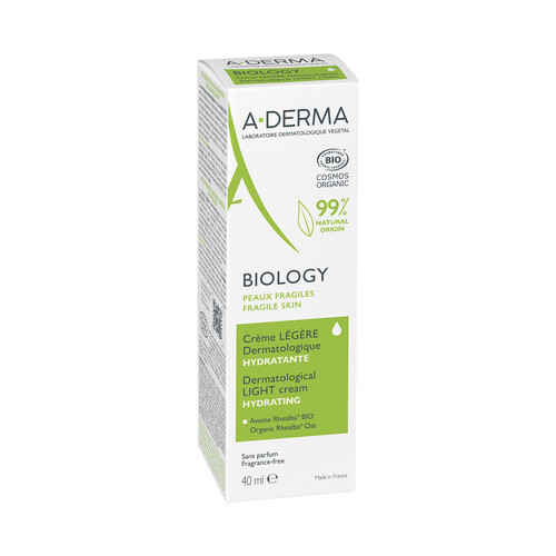 A.DERMA Biology Crema facial hidratante ligera, para pieles frágiles de nomal a mixta 40 ml.