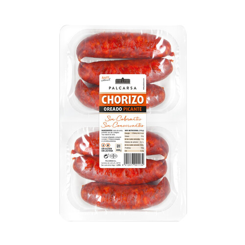 PALCARSA Chorizo oreado picante, elaborado sin conservantes ni colorantes PALCARSA 400 g.