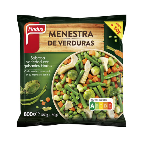 FINDUS Menestra de verduras ultracongeladas con guisantes FINDUS 800 g.