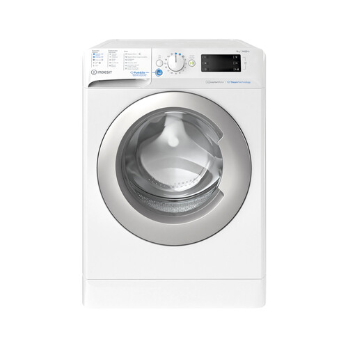 Lavadora INDESIT BWE 91496XWSVSPT, capacidad de carga: 9KG, clasificación energética: A, 1400RPM, H: 85cm, A: 59,5cm, F: 63cm.