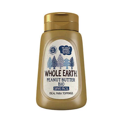 WHOLE EARTH Crema ecológica 100% cacahuete, sirve fácil, sin azúcar añadido 320 g.