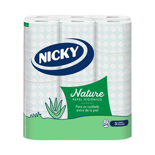 NICKY Nature Papel higiénico de 3 capas con aloe vera 24 rollos