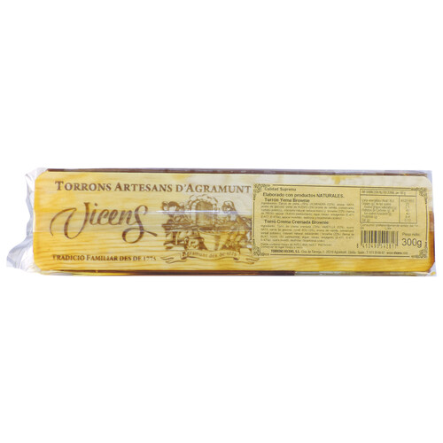 VICENS Turrón artesano de yema brownie 300 g.