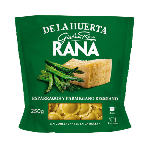 RANA De la huerta Raviolis de pasta fresca rellenos de espárragos y parmigiano reggiano 250 g.