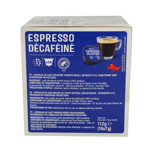 PRODUCTO ALCAMPO Café en cápsulas Espresso Descafeinado I5, 16 uds.