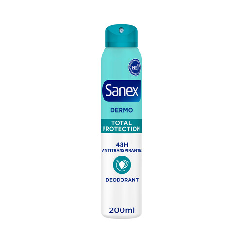 SANEX Dermo total protection Desodorante en spray para mujer con protección antitranspirante hasta 48 horas 200 ml.