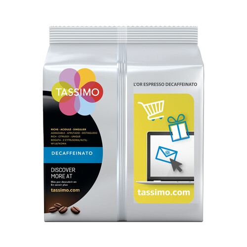 TASSIMO L'OR Café en cápsulas espresso descafeinado, 16 uds