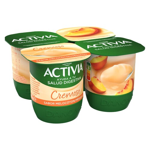 Bífidus cremoso con 6 horas de fermentación y melocotón ACTIVIA de Danone 4 x 115 g.