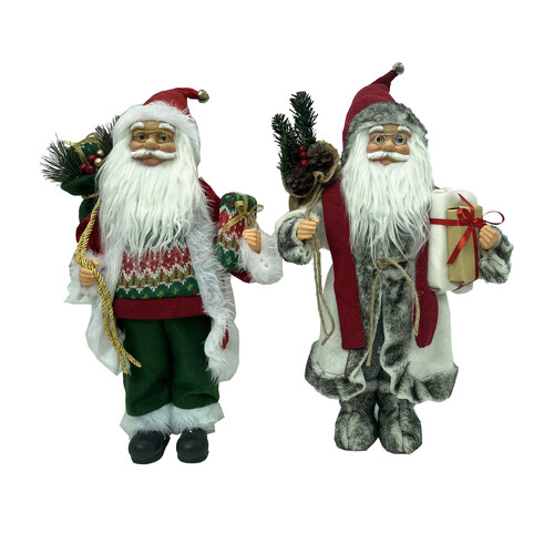 Figura de  Papá Noel 45cm, Rojo/verde con gris, ACTUEL.