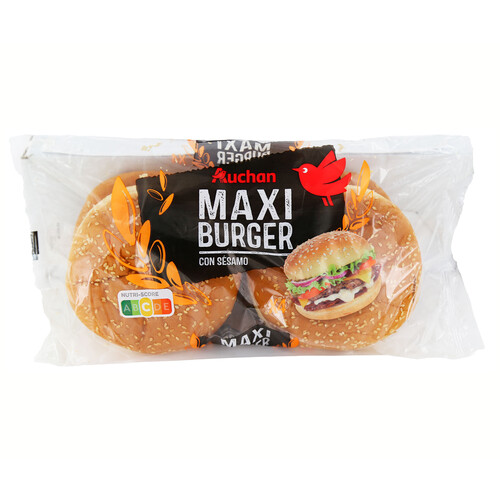 PRODUCTO ALCAMPO Pan maxi burger con sésamo auchan 4 uds 300 g