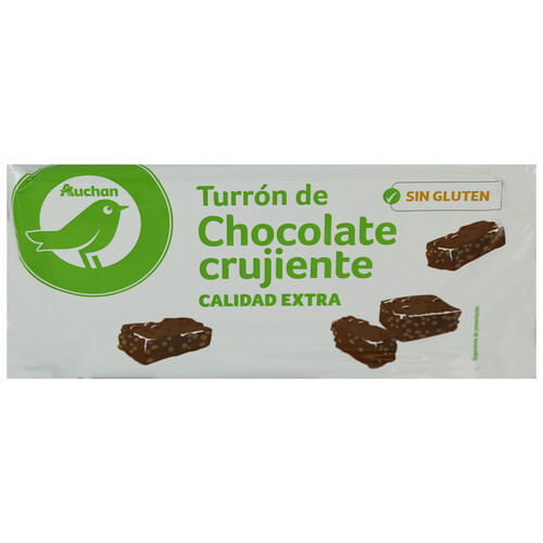 Turrón de chocolate crujiente calidad extra PRODUCTO ECONÓMICO ALCAMPO 300 g.