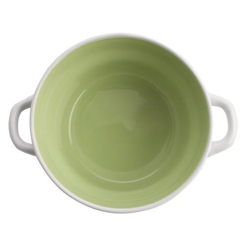 Bol de sopa de gres con capacidad de 0,5 litros de color blanco y verde, QUID.