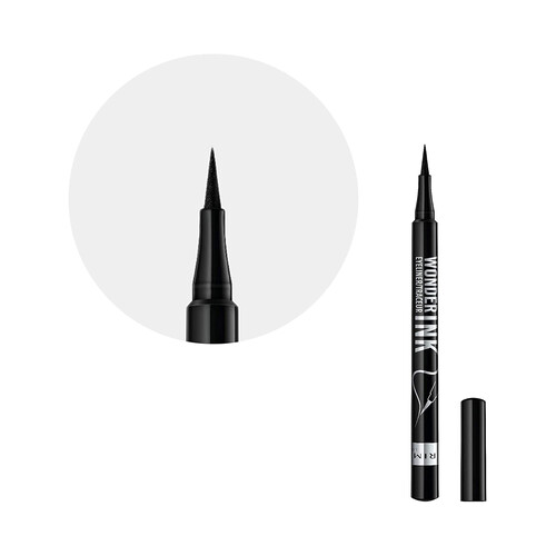 RIMMEL Wonder ink tono negro Eyeliner líquido con punta de fieltro super afilada de alta precisión.