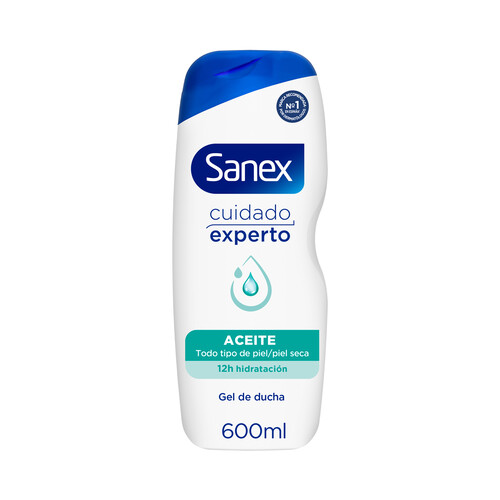 SANEX Cuidado experto aceite Gel hidratante para ducha o baño, para todo tipo de pieles, incluso la seca 600 ml.