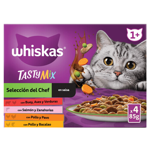 WHISKAS Tasty mix Comida para gatos húmeda 12 uds, 85 g.