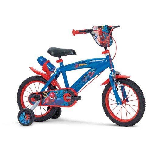 Bicicleta infantil de 14 con cesta, portabotellas y botella SPIDERMAN