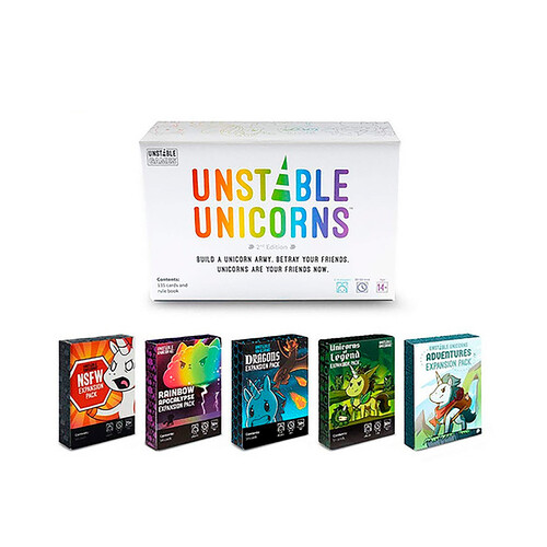 Juego de cartas Unstable Unicorns, 2 a 8 jugadores, +8 años.