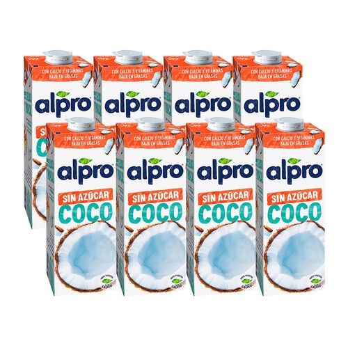 ALPRO Bebida de coco con arroz, 100% vegetal y sin azúcares añadidos  8 x 1 l.