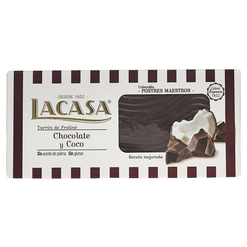 Turrón de chocolate y coco LACASA 225 g.