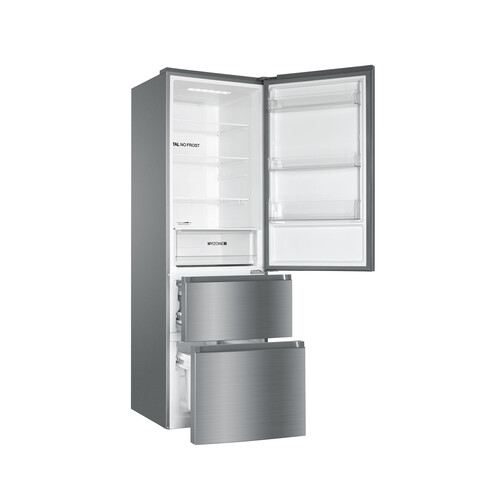 Frigorífico combi HAIER HTR3619ENMN TOTAL NO FROST, clasificación energética: E, H: 190,5cm, A: 59,5cm, F: 65,7cm, capacidad total: 348L.