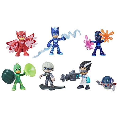 Pack con 6 héroes, villanos y accesorios, PJ MASKS.