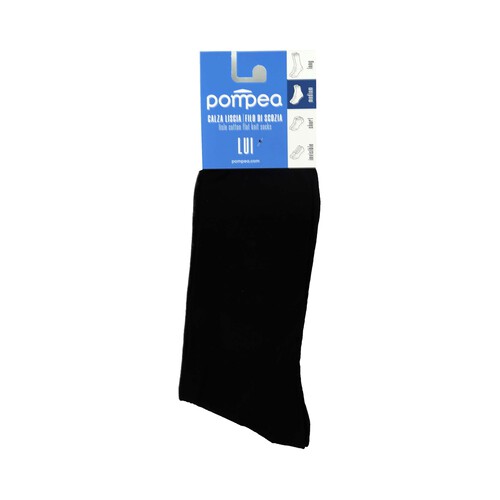 Calcetines hilo de escocia para hombre, 100% algodón, POMPEA, talla 44/46, negro.