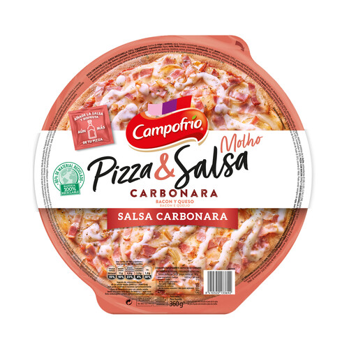 CAMPOFRÍO Pizza de bacon y cebolla con salsa carbonara CAMPOFRÍO 360 g.